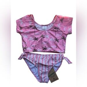 Snapper Rock Girls Palm Paradise Sustainable Crop SS Rash Top Set